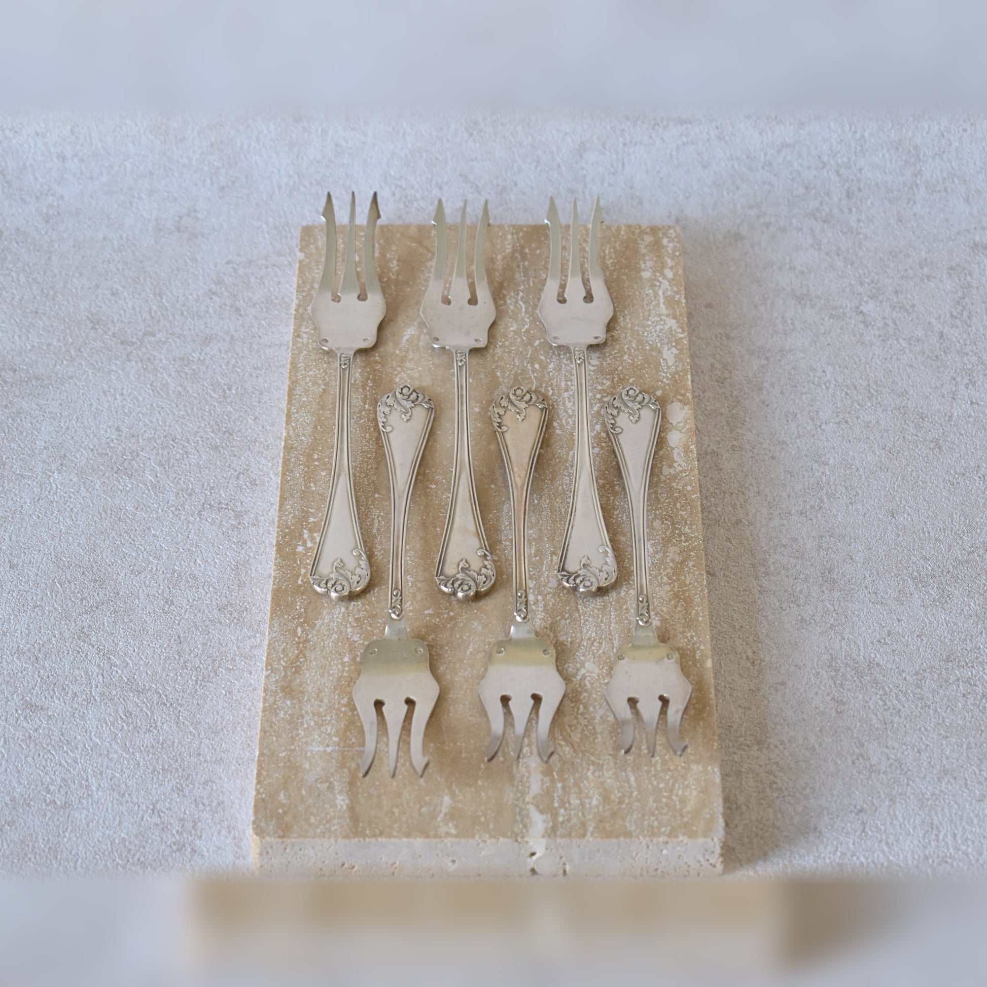 Antique Silver-Plated Pastry Forks, France 1900s