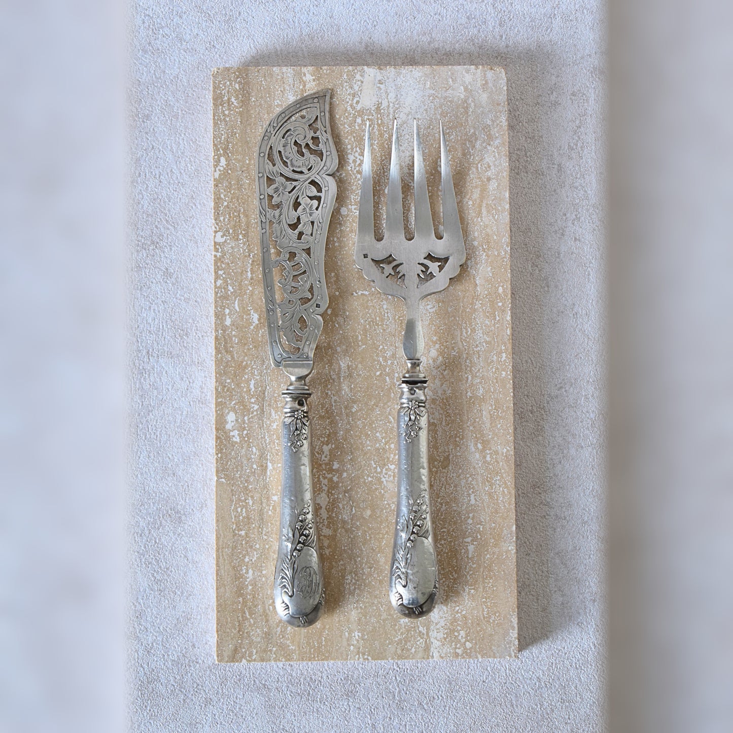 Antique French Silver Fish Service Set