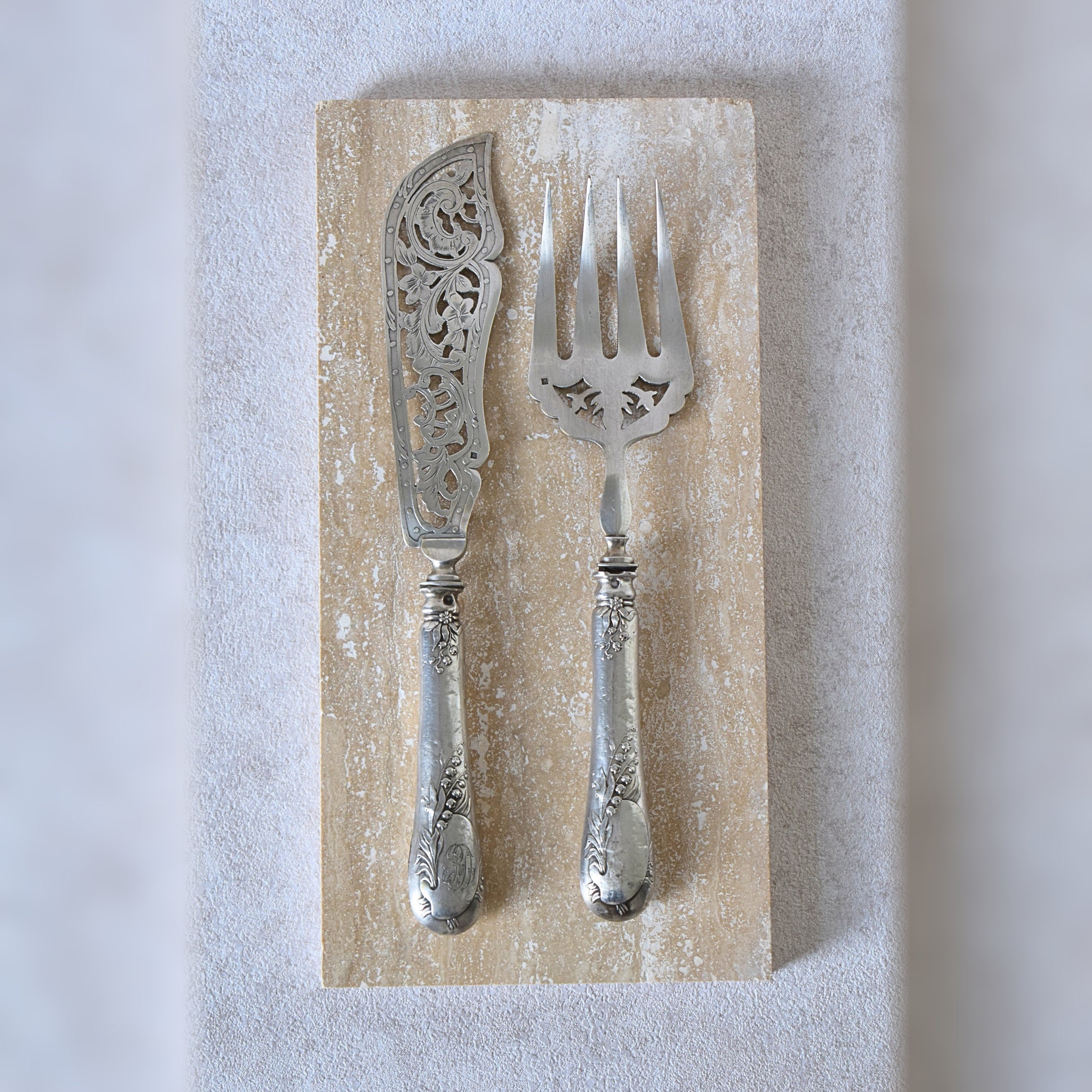 Antique French Silver Fish Service Set