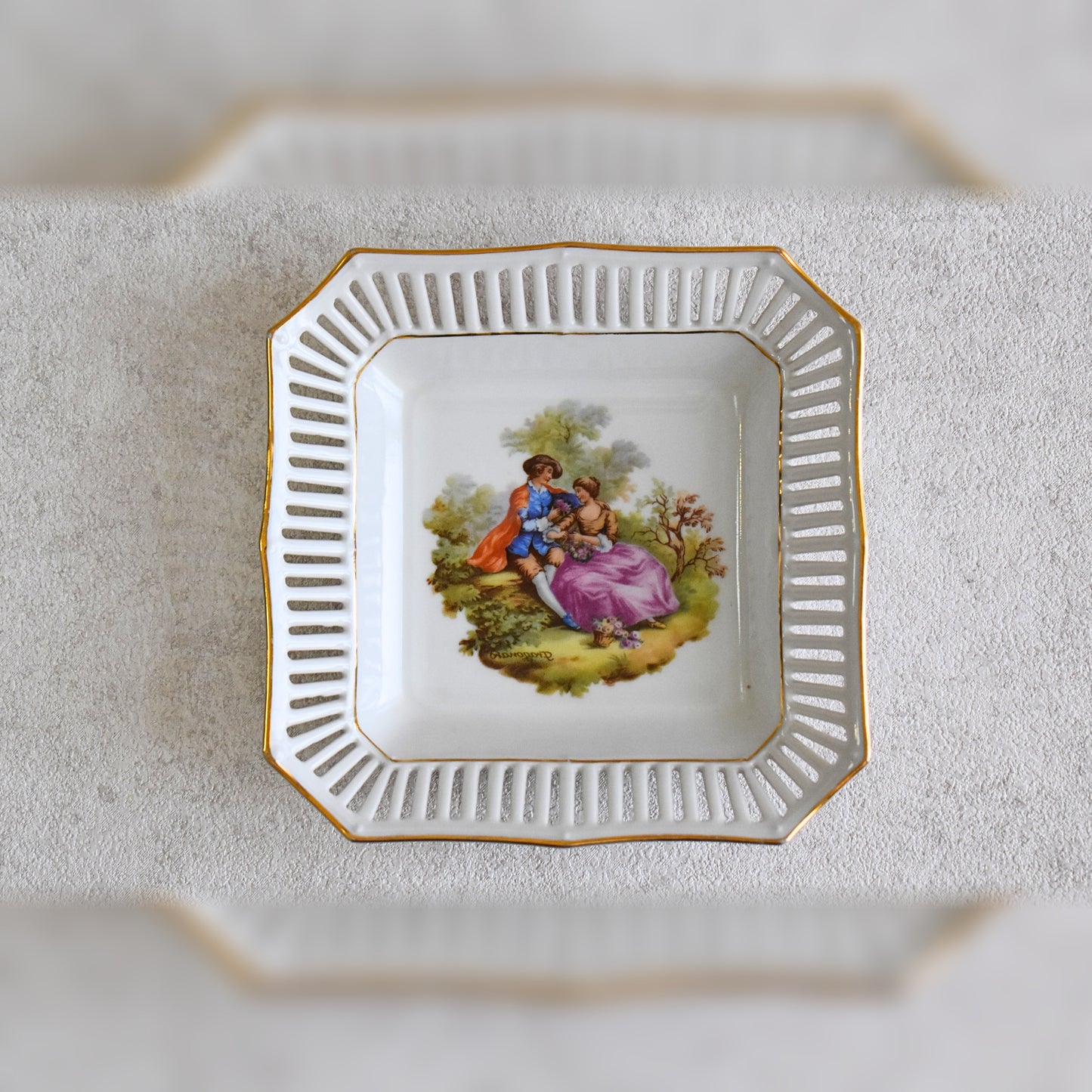 Vintage Bavarian Porcelain Reticulated Dish, Schwarzenhammer 1949