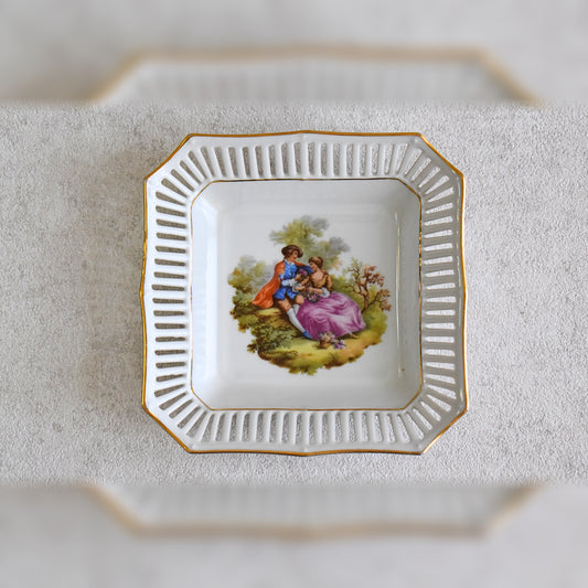 Vintage Bavarian Porcelain Reticulated Dish, Schwarzenhammer 1949
