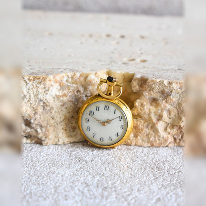 Antique French Au Nègre 18K Gold Pocket Watch with Booklet (c. 1890s)