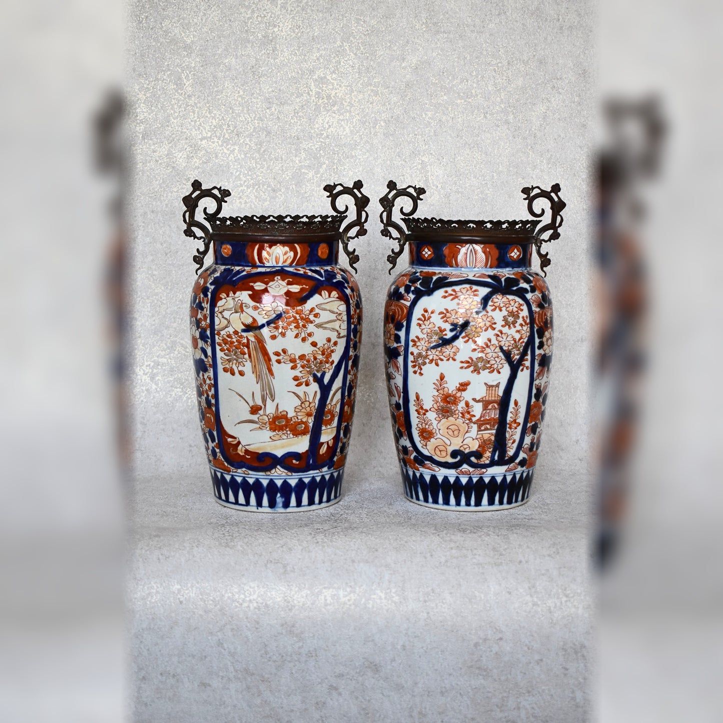 Pair of Japanese Imari Porcelain Vases Meiji Period (c. 1880–1910)