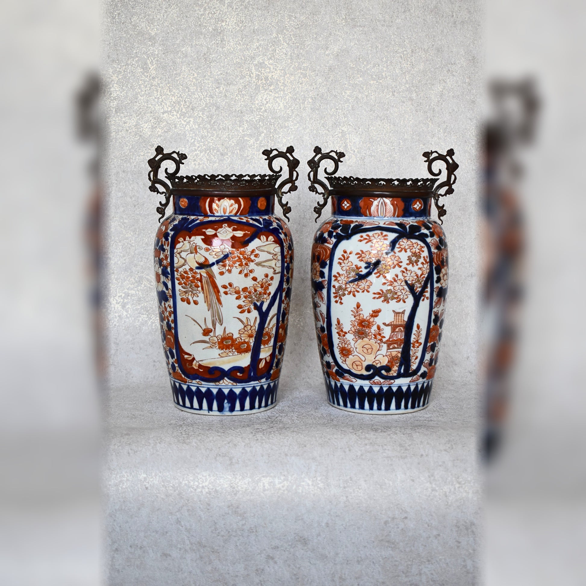 Pair of Japanese Imari Porcelain Vases Meiji Period (c. 1880–1910)