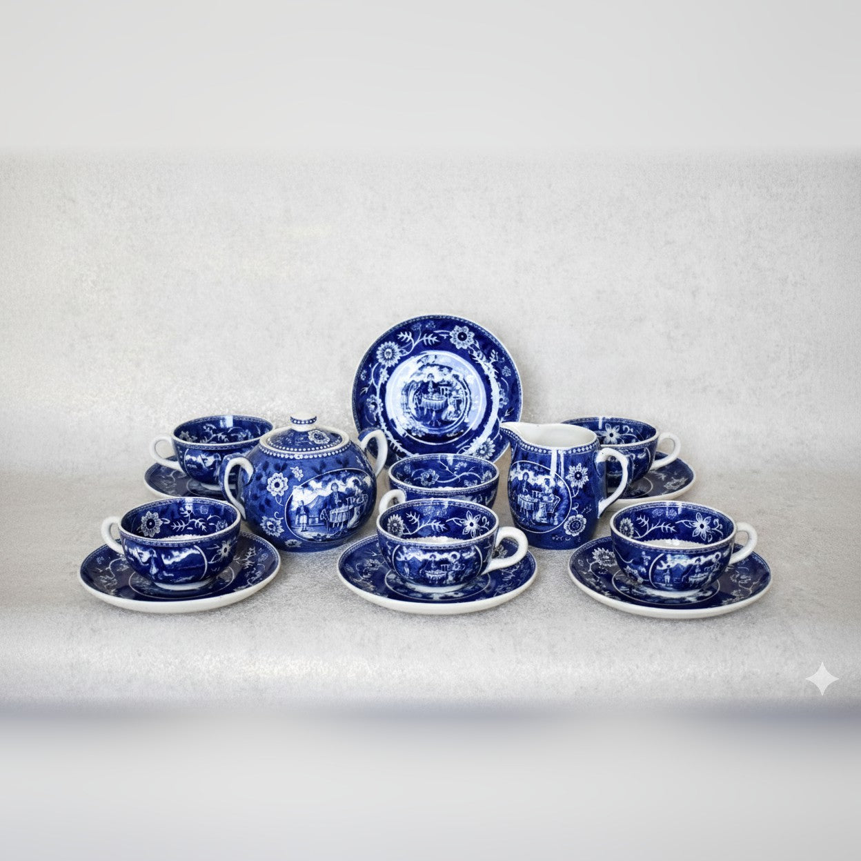 Victorian-Era Société Céramique Delftware Tea Set