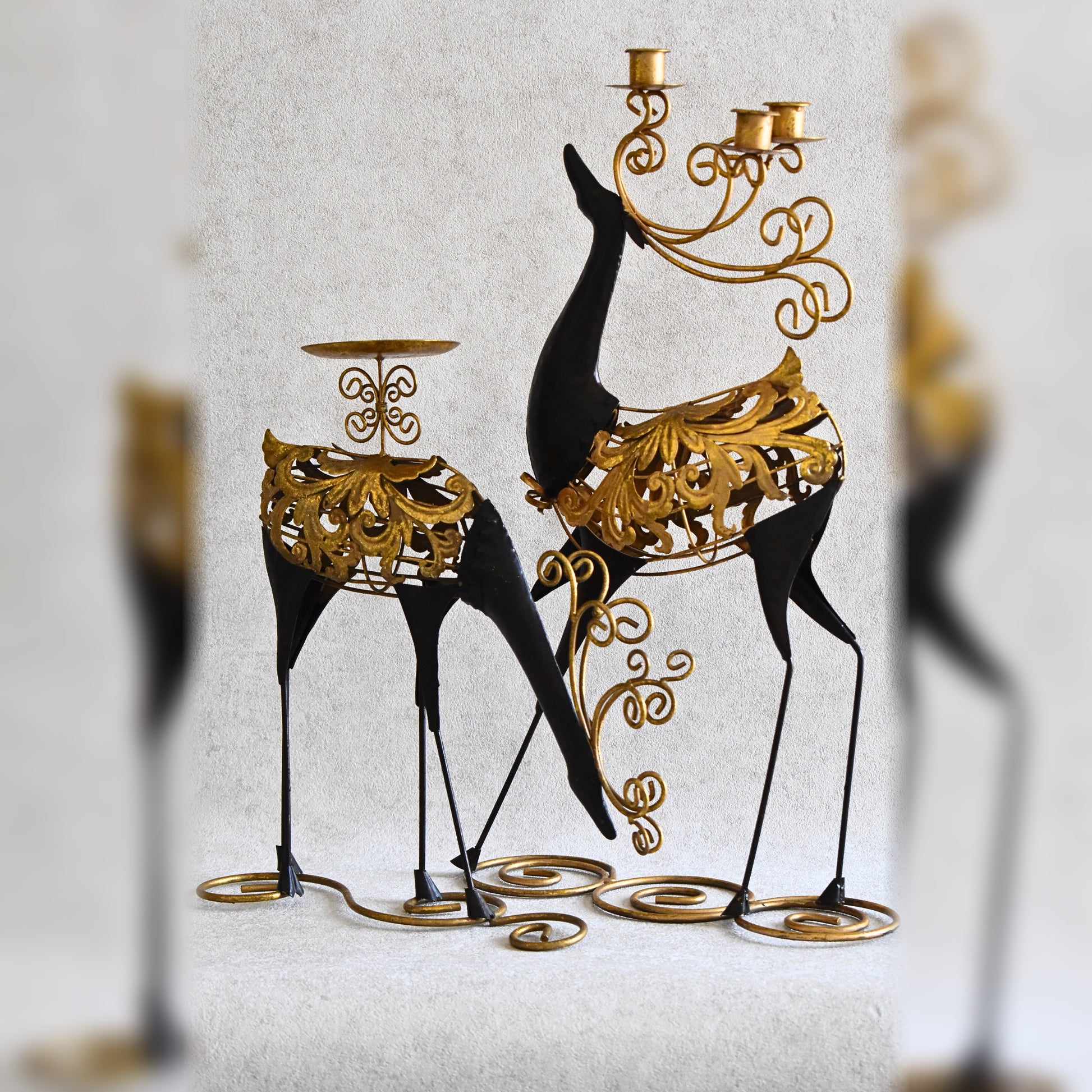 Pair of Decorative Metal Candle Holders