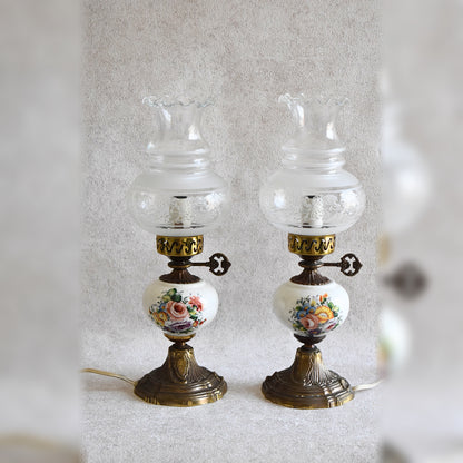 Pair of Vintage Limoges Electric Table Lamps - France 1970s